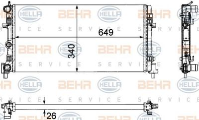 HELLA Радиатор охлаждения двигателя VAG FABIA / VW POLO / IBIZA 1.2-1.6TDI 09- (6R0 121 253, 8MK376754-281)