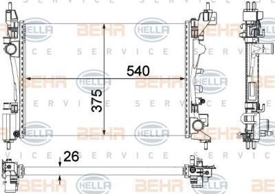 HELLA Радиатор охлаждения двигателя OPEL CORSA D 1.2/1.4 XER,XEL (1300339, 8MK376756-321)