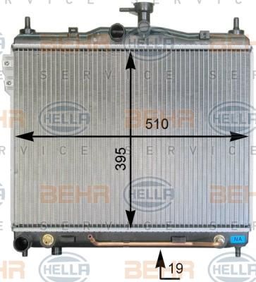 HELLA Радиатор охлаждения двигателя (авт.) HYUNDAI Getz (25310-1C150, 8MK376762-011)