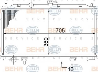 HELLA Радиатор, охлаждение двигателя мех коробка Nissan Almera N16 (21410BM402, 8MK376770-651)