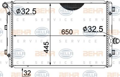 HELLA Радиатор охлаждения двигателя 650x454mm (1K0121251N, 8MK376774-041)