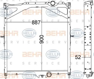 HELLA Радиатор 900x870x48 VOLVO FH/FM 2002-> (8MK376774-791)