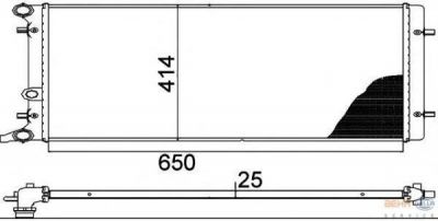 HELLA Радиатор охл. ДВС VW Golf 4 1.6-2.8L (кроме 1.8L 55-66KW, 1.9TD ) +1.4-1.6L АКПП (1J0121253N, 8MK376888-784)