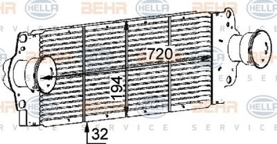 HELLA Интеркулер VW TRANSPORTER / MULTIVAN 1.9D-2.5D 03-09 (7H0 145 804 B, 8ML376723-511)