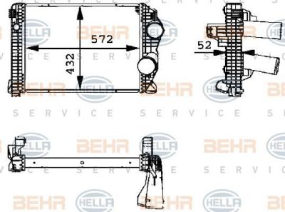 HELLA Интеркулер 572x432x52 MB ATEGO/ATEGO II (8ML376723-791)