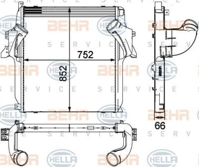 HELLA Интекуллер MB Actros OM541/542, Axor 2 OM 902 2004г.->,MAN TGA D 2676 LF 01 с 2003г.-> (8ML376724-061)