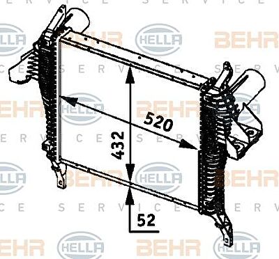 HELLA Интеркулер 520x432x52 IVECO EUROCARGO TECTOR (8ML376724-231)