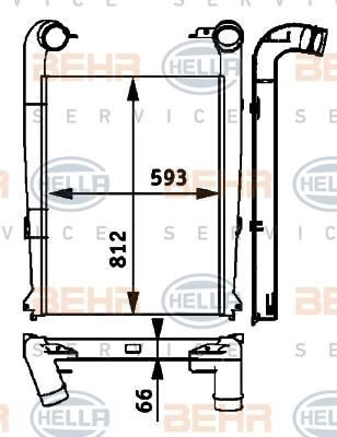 HELLA Интеркулер 593x812x66 RVI Premium 08.00-> (8ML376724-241)