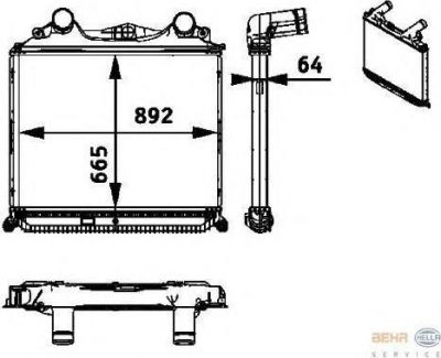 HELLA интеркулер Plastic/Aluminium 665x892x64 MAN TG-A 02- (8ML376724-361)