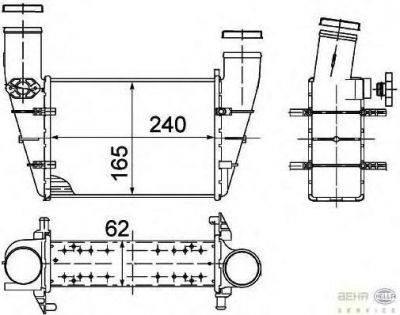 HELLA Интеркулер AUDI A4 95-01/A6 97-05/VW PASSAT 96-05 (058 145 805 G, 8ML376727-581)