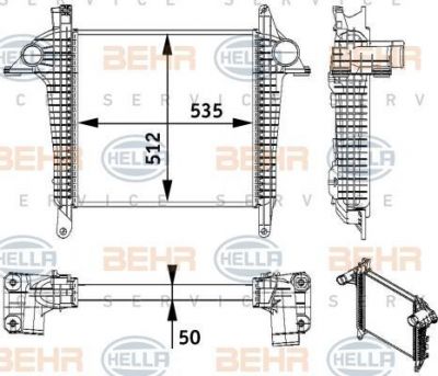 HELLA интеркулер Plastic/Aluminium 535x512x50 (8ML376728-701)