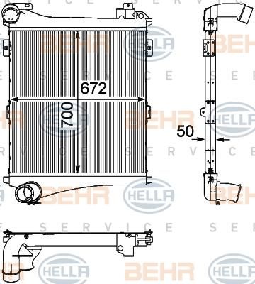 HELLA Интеркулер (длина=700, ширина=672, глубина=50)RENAULT, VOLVO (8ML376746-341)