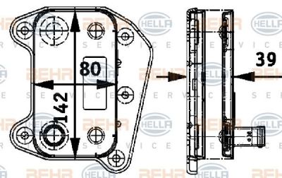 HELLA Радиатор масляный MB W203/W204/W210/W211/Sprinter(901/902/903/906) 98-> (6461880301, 8MO376726-321)