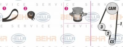 Hella 8MP 376 800-841 водяной насос + комплект зубчатого ремня на VW POLO CLASSIC (6KV2)