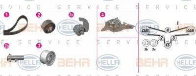 Hella 8MP 376 812-841 водяной насос + комплект зубчатого ремня на VW PASSAT (3B3)