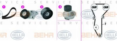 Hella 8MP 376 815-881 водяной насос + комплект зубчатого ремня на CHEVROLET CRUZE (J300)