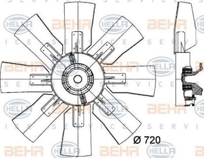 Hella 8MV 376 727-121 вентилятор, охлаждение двигателя на DAF 95