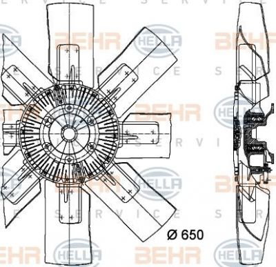 Hella 8MV 376 728-001 вентилятор, охлаждение двигателя на MERCEDES-BENZ O 303