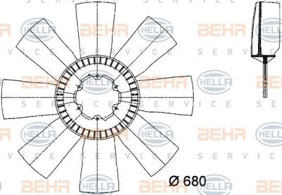 Hella 8MV 376 733-071 крыльчатка вентилятора, охлаждение двигателя на MERCEDES-BENZ SK