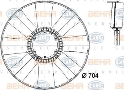 Hella 8MV 376 741-171 крыльчатка вентилятора, охлаждение двигателя на IVECO EuroTech MP