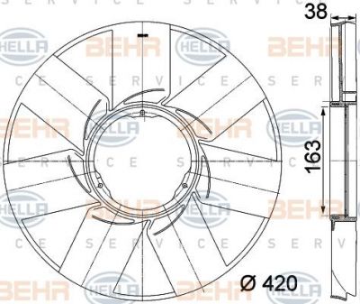 Hella 8MV 376 757-471 крыльчатка вентилятора, охлаждение двигателя на 7 (E65, E66, E67)