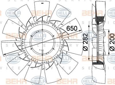 Hella 8MV 376 757-511 крыльчатка вентилятора, охлаждение двигателя на RENAULT TRUCKS Midlum