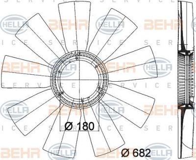 Hella 8MV 376 757-791 крыльчатка вентилятора, охлаждение двигателя на RENAULT TRUCKS Kerax