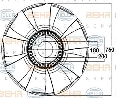 Hella 8MV 376 758-571 крыльчатка вентилятора, охлаждение двигателя на MAN TGS