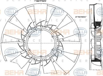 Hella 8MV 376 791-271 крыльчатка вентилятора, охлаждение двигателя на DAF CF 85