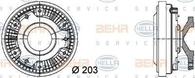 HELLA Вискомуфта привода вентилятора, d=203 MB Actros/MK/SK (8MV376731-421)