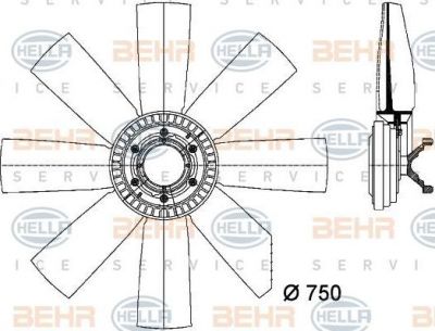 HELLA вискомуфта привода вентилятора с вентилятором (8MV376731-451)