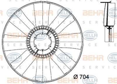 HELLA Крыльчатка вентилятора MAN F2000 01/94- (8MV376733-131)