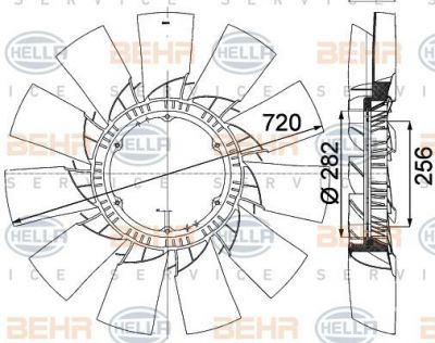 HELLA КРЫЛЬЧАТКА ВЕНТИЛЯТОРА, ОХЛАЖДЕНИЕ ДВИГАТЕЛЯ - АВТОМОБИЛЬ КОММЕРЧ. НАЗНАЧЕНИЯ (8MV376757-491)