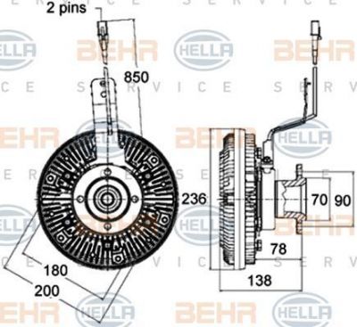 HELLA Вискомуфта вентилятора MAN electric (8MV376758-511)