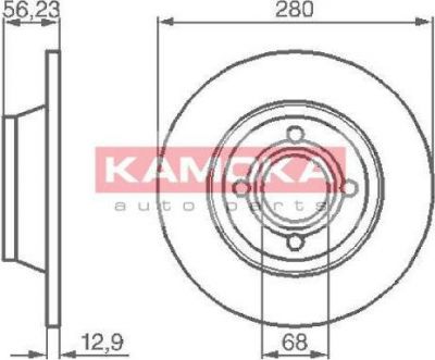 KAMOKA 1031036 тормозной диск на AUDI 80 Avant (8C, B4)