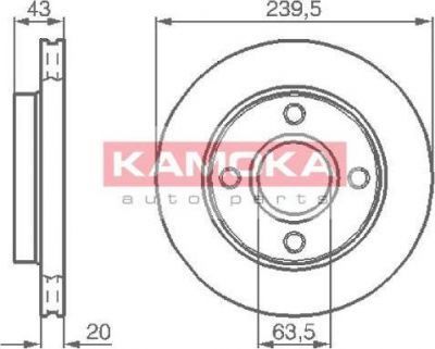 KAMOKA 1031532 тормозной диск на FORD FIESTA фургон (FVD)