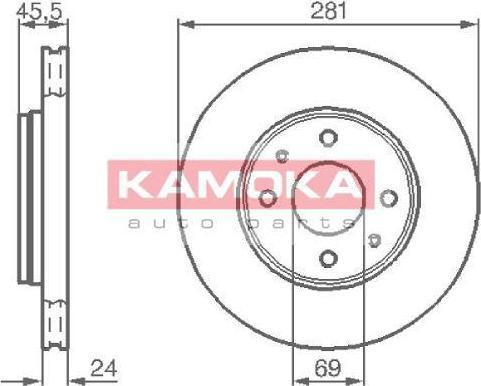 KAMOKA 1032136 тормозной диск на MITSUBISHI CARISMA седан (DA_)