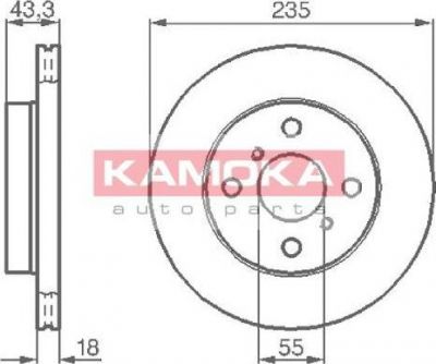 KAMOKA 1032168 тормозной диск на TOYOTA YARIS (SCP1_, NLP1_, NCP1_)