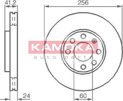 KAMOKA 1036808 тормозной диск на OPEL ASTRA G универсал (F35_)