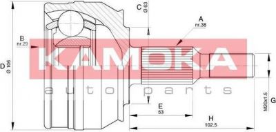 KAMOKA 6079 шарнирный комплект, приводной вал на VW MULTIVAN V (7HM, 7HN, 7HF, 7EF, 7EM, 7EN)