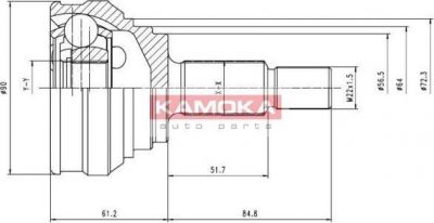 KAMOKA 6146 шарнирный комплект, приводной вал на AUDI 100 Avant (44, 44Q, C3)