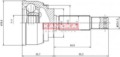 KAMOKA 6284 шарнирный комплект, приводной вал на HYUNDAI S COUPE (SLC)