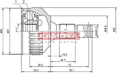 KAMOKA 6962 шарнирный комплект, приводной вал на PEUGEOT 406 (8B)