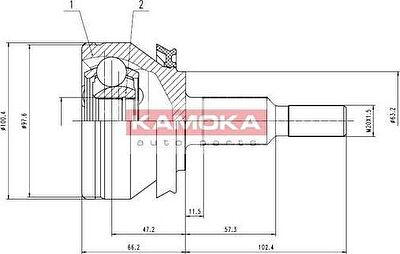 KAMOKA 7526 Шарнирный комплект, приводной вал