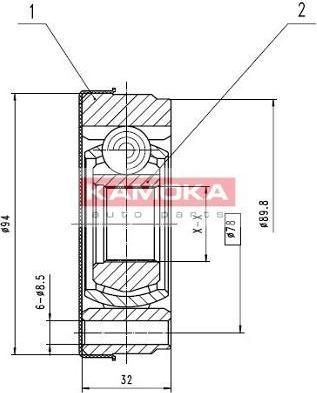 KAMOKA 8022 Шарнирный комплект, приводной вал