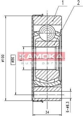 KAMOKA 8096 шарнирный комплект, приводной вал на SKODA OCTAVIA Combi (1U5)