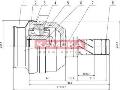 KAMOKA 8715 шарнирный комплект, приводной вал на OPEL ASTRA G универсал (F35_)