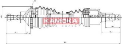 KAMOKA CT1138936A приводной вал на PEUGEOT 206 Наклонная задняя часть (2A/C)
