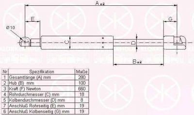 KLOKKERHOLM 00177105 газовая пружина, крышка багажник на AUDI 80 Avant (8C, B4)