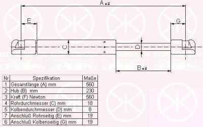 KLOKKERHOLM 25537100 газовая пружина, крышка багажник на FORD MONDEO I (GBP)